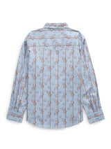 Women's Ely Walker Stone Blue Horseshoe Floral Print Long Sleeve Shirt - Ely Cattleman - Flyclothing LLC