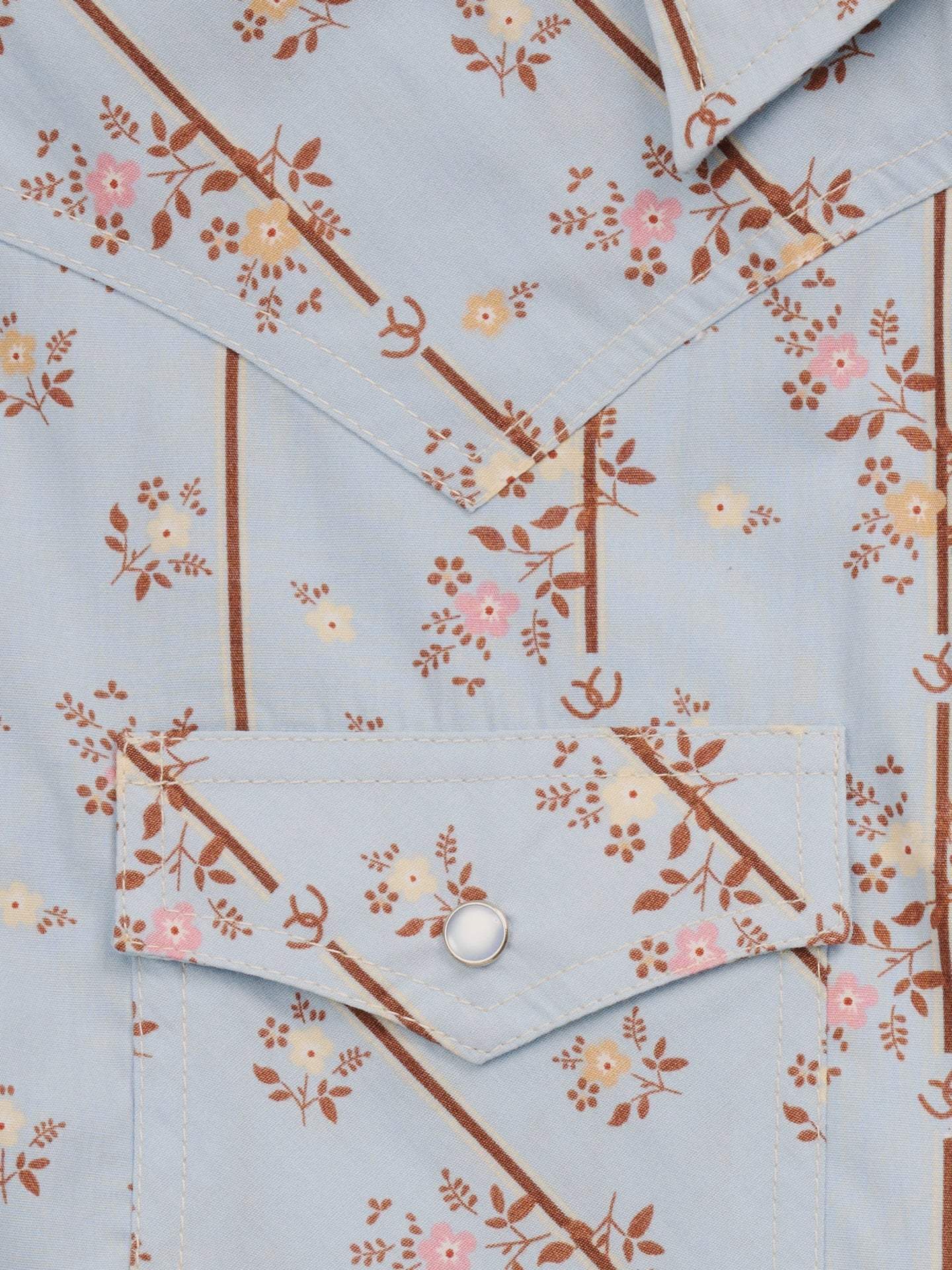 Women's Ely Walker Stone Blue Horseshoe Floral Print Sleeveless Shirt - Ely Cattleman - Flyclothing LLC