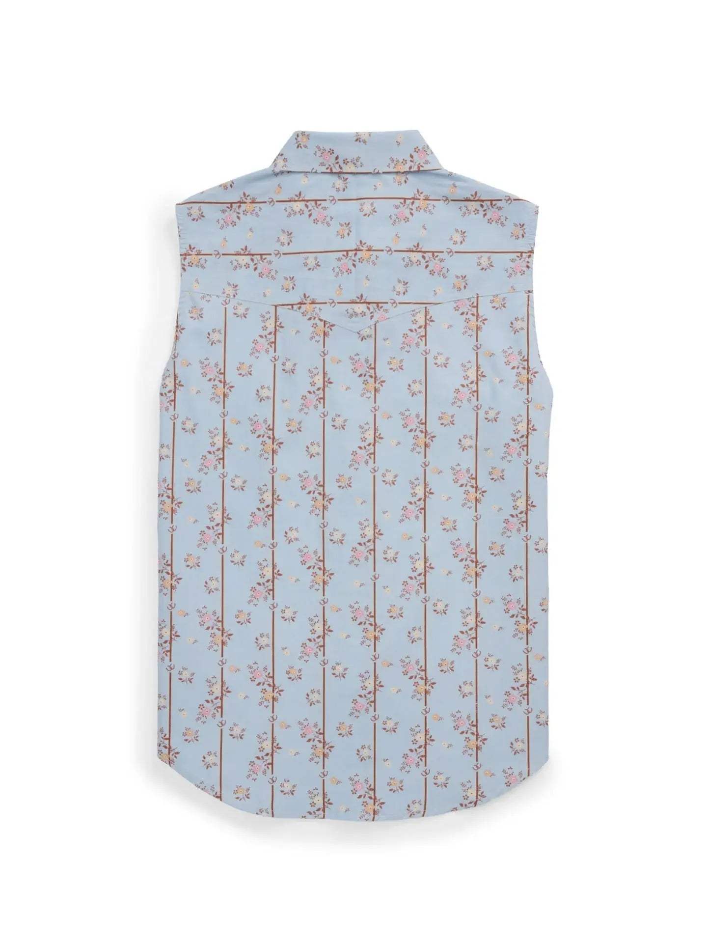 Women's Ely Walker Stone Blue Horseshoe Floral Print Sleeveless Shirt - Ely Cattleman - Flyclothing LLC