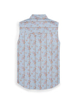 Women's Ely Walker Stone Blue Horseshoe Floral Print Sleeveless Shirt - Ely Cattleman - Flyclothing LLC