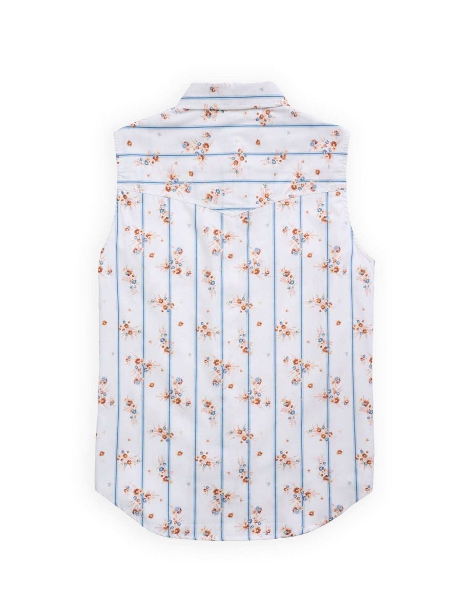 Women's Ely Wallpaper Floral Stripe Print Sleeveless Shirt - Ely Cattleman - Flyclothing LLC