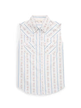 Women's Ely Walker White Horseshoe Wallpaper Floral Print Sleeveless Shirt - Ely Cattleman - Flyclothing LLC