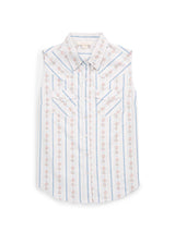 Women's Ely Walker White Horseshoe Wallpaper Floral Print Sleeveless Shirt - Ely Cattleman - Flyclothing LLC