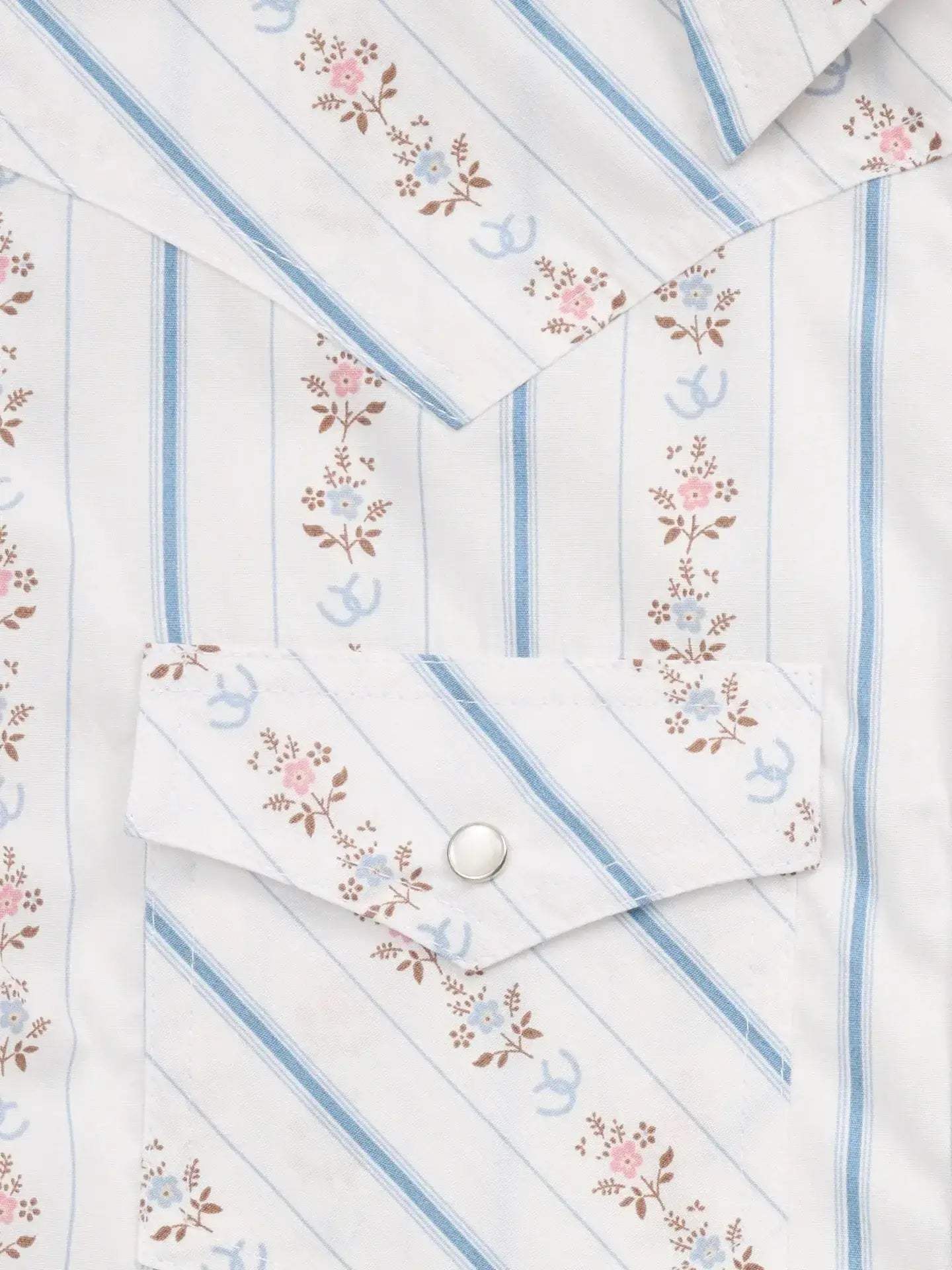 Women's Ely Walker White Horseshoe Wallpaper Floral Print Sleeveless Shirt - Ely Cattleman - Flyclothing LLC