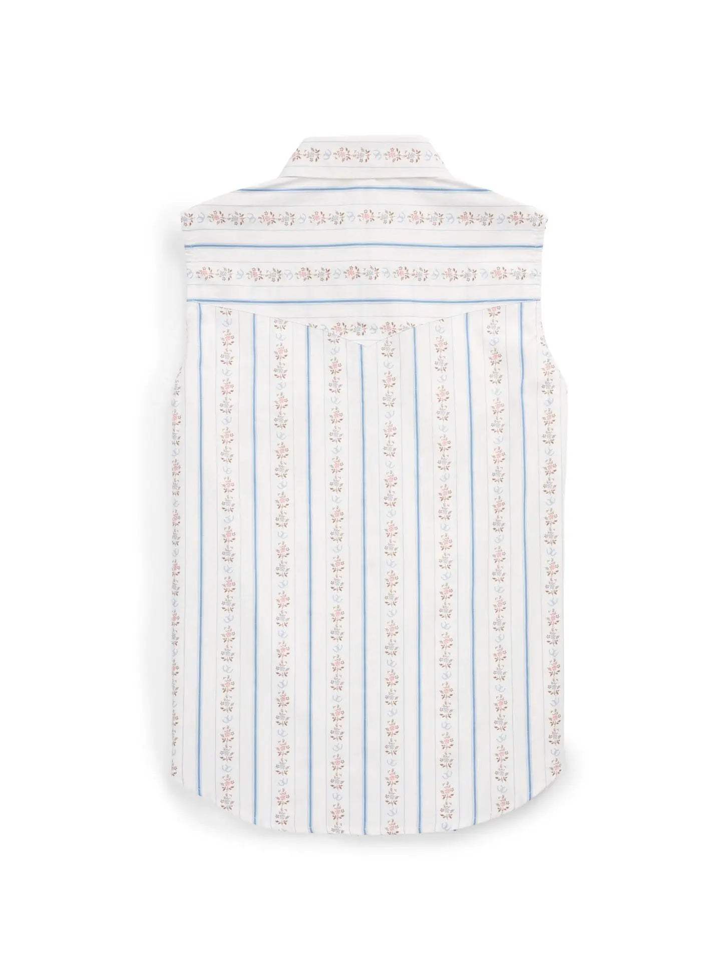 Women's Ely Walker White Horseshoe Wallpaper Floral Print Sleeveless Shirt - Ely Cattleman - Flyclothing LLC