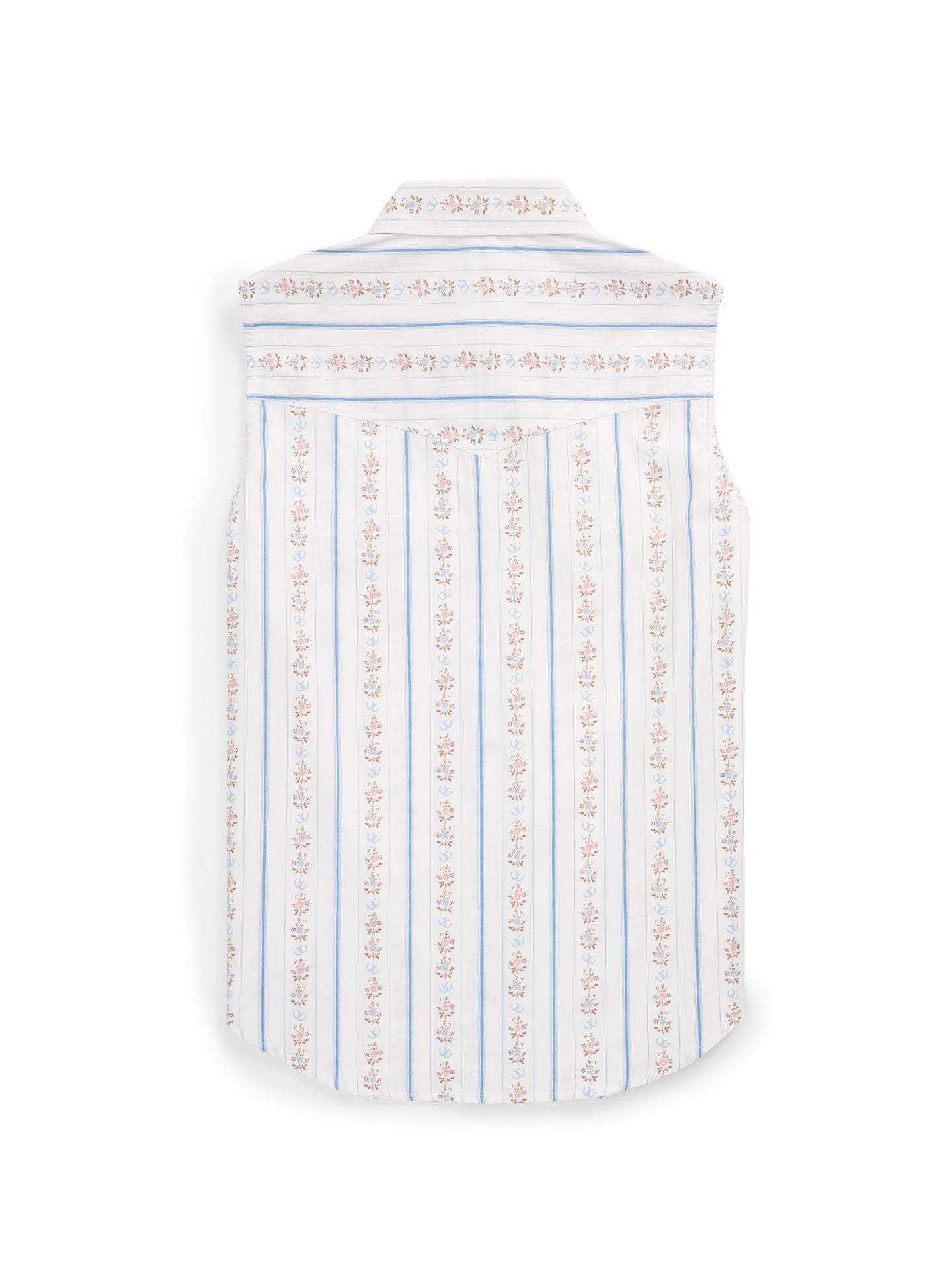 Women's Ely Walker White Horseshoe Wallpaper Floral Print Sleeveless Shirt - Ely Cattleman - Flyclothing LLC