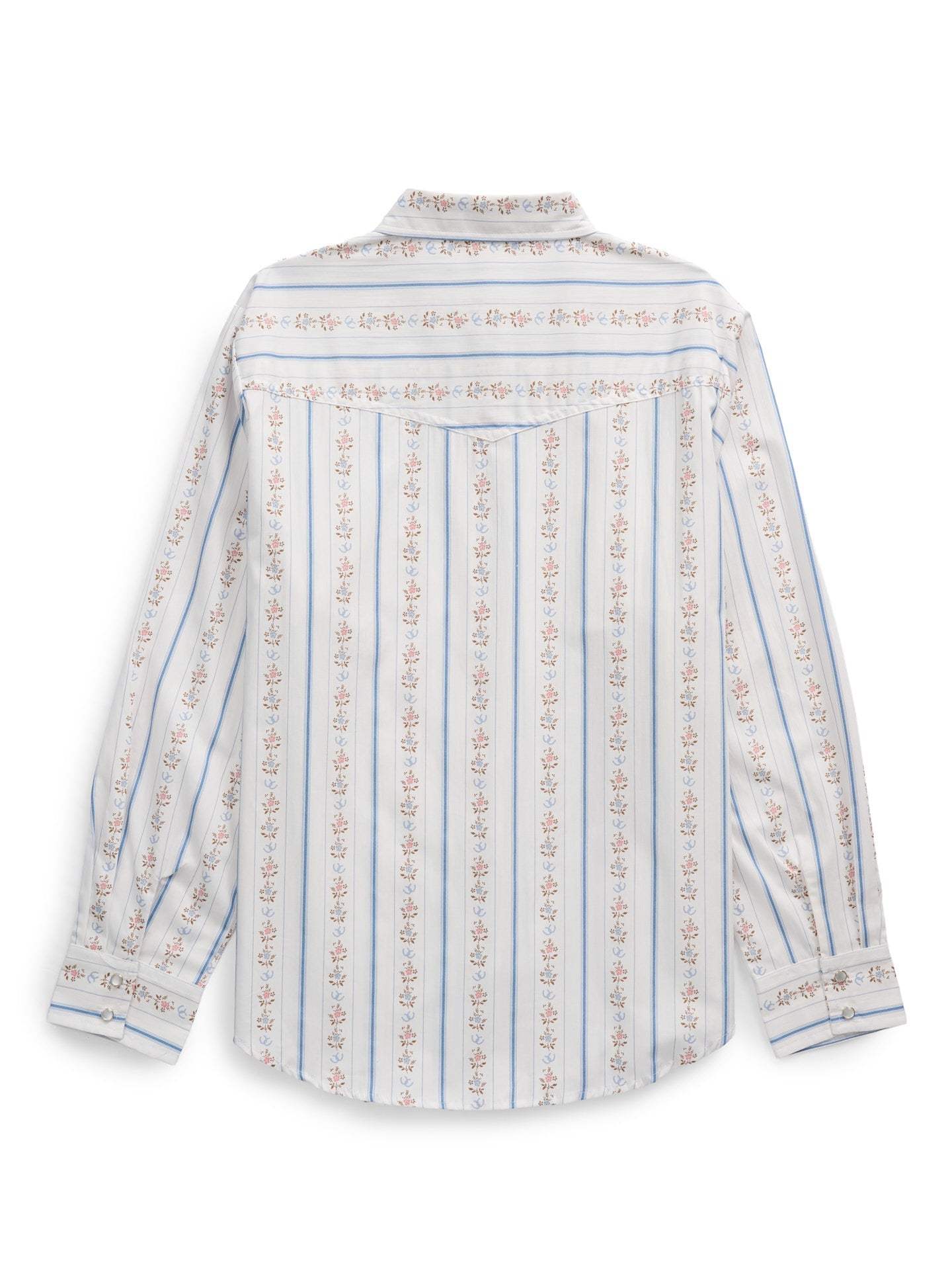 Women's Ely Walker White Horseshoe Wallpaper Floral Print Long Sleeve Shirt - Ely Cattleman - Flyclothing LLC