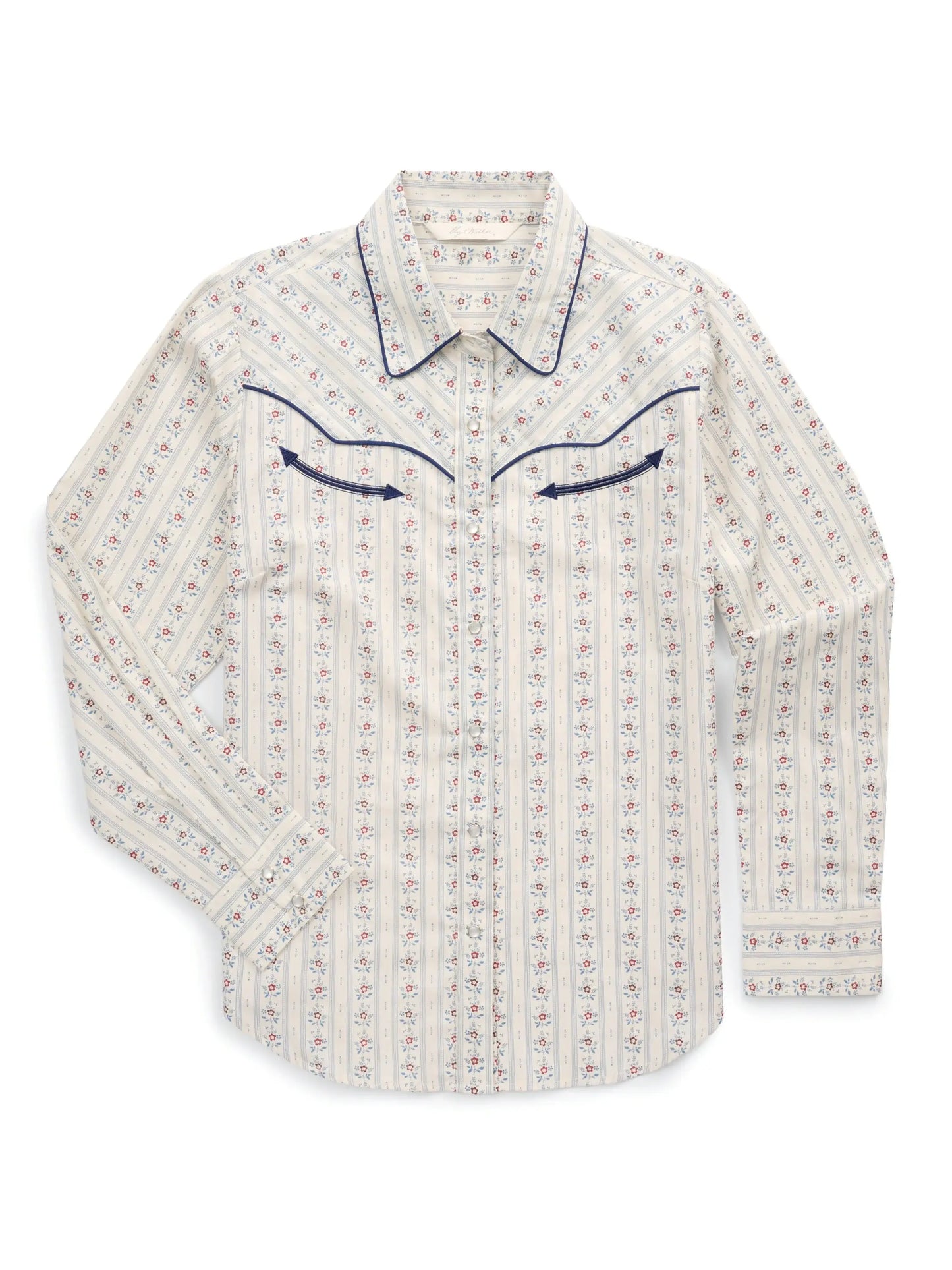 Women's Ely Walker Ecru Wallpaper Floral Print Western Snap Shirt - Ely Cattleman - Flyclothing LLC