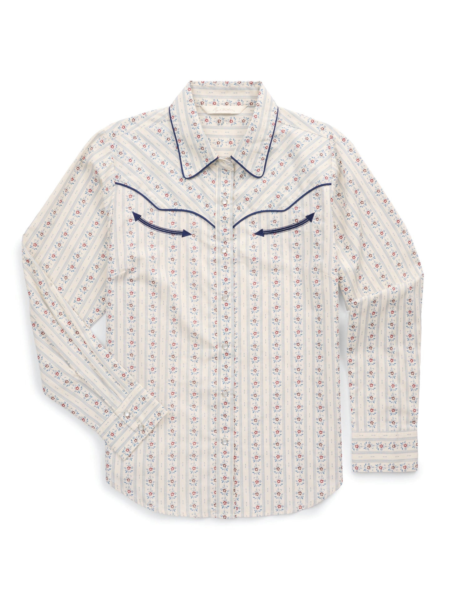 Women's Ely Walker Ecru Wallpaper Floral Print Western Snap Shirt