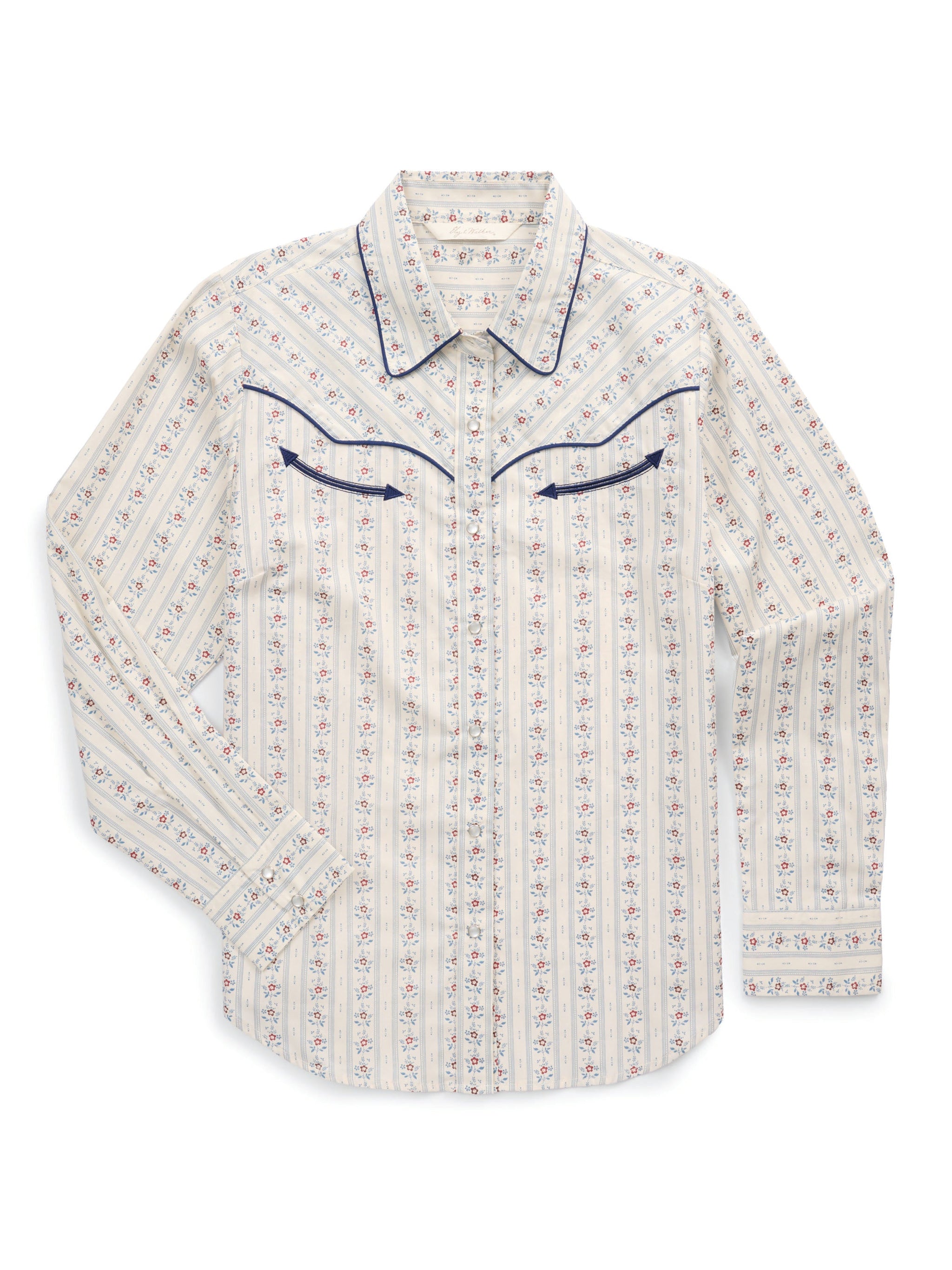 Women's Ely Walker Ecru Wallpaper Floral Print Western Snap Shirt