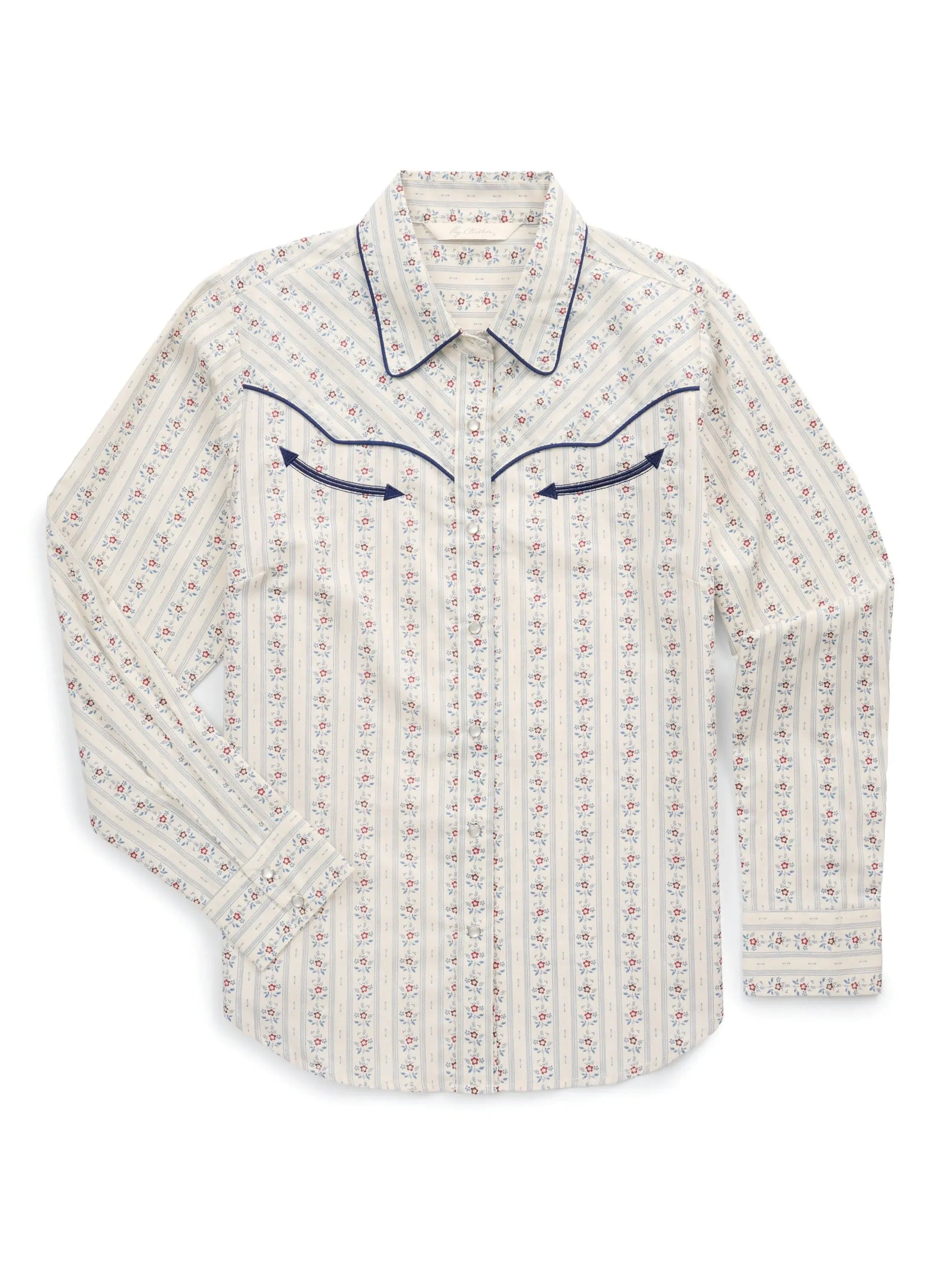 Women's Ely Walker Ecru Wallpaper Floral Print Western Snap Shirt - Ely Cattleman - Flyclothing LLC