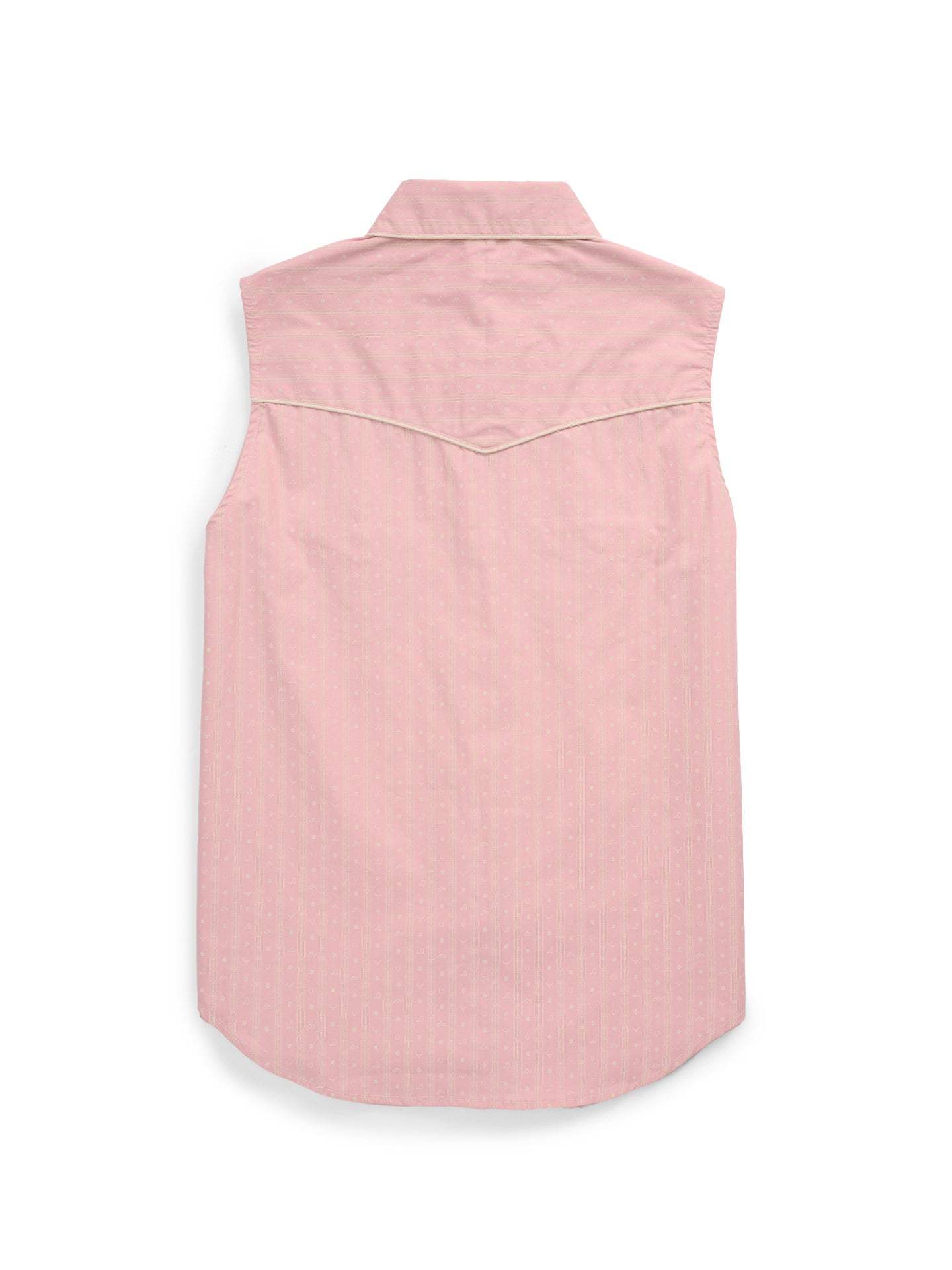 Women's Ely Walker Dusty Pink Western Motif Print Sleeveless Shirt - Ely Cattleman - Flyclothing LLC