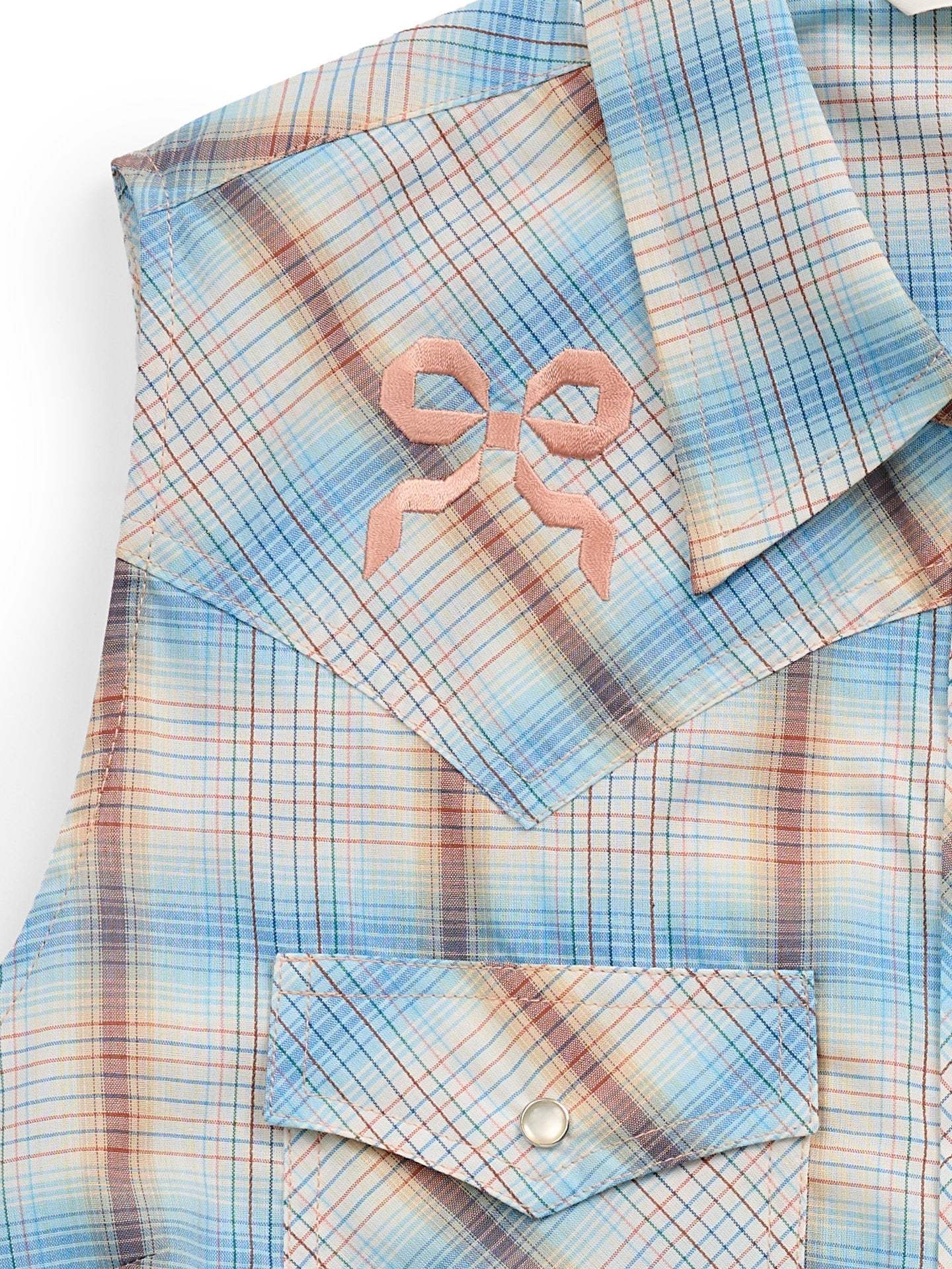 Women's Ely Plaid with Bow Embroidery Sleeveless Shirt - Ely Cattleman - Flyclothing LLC