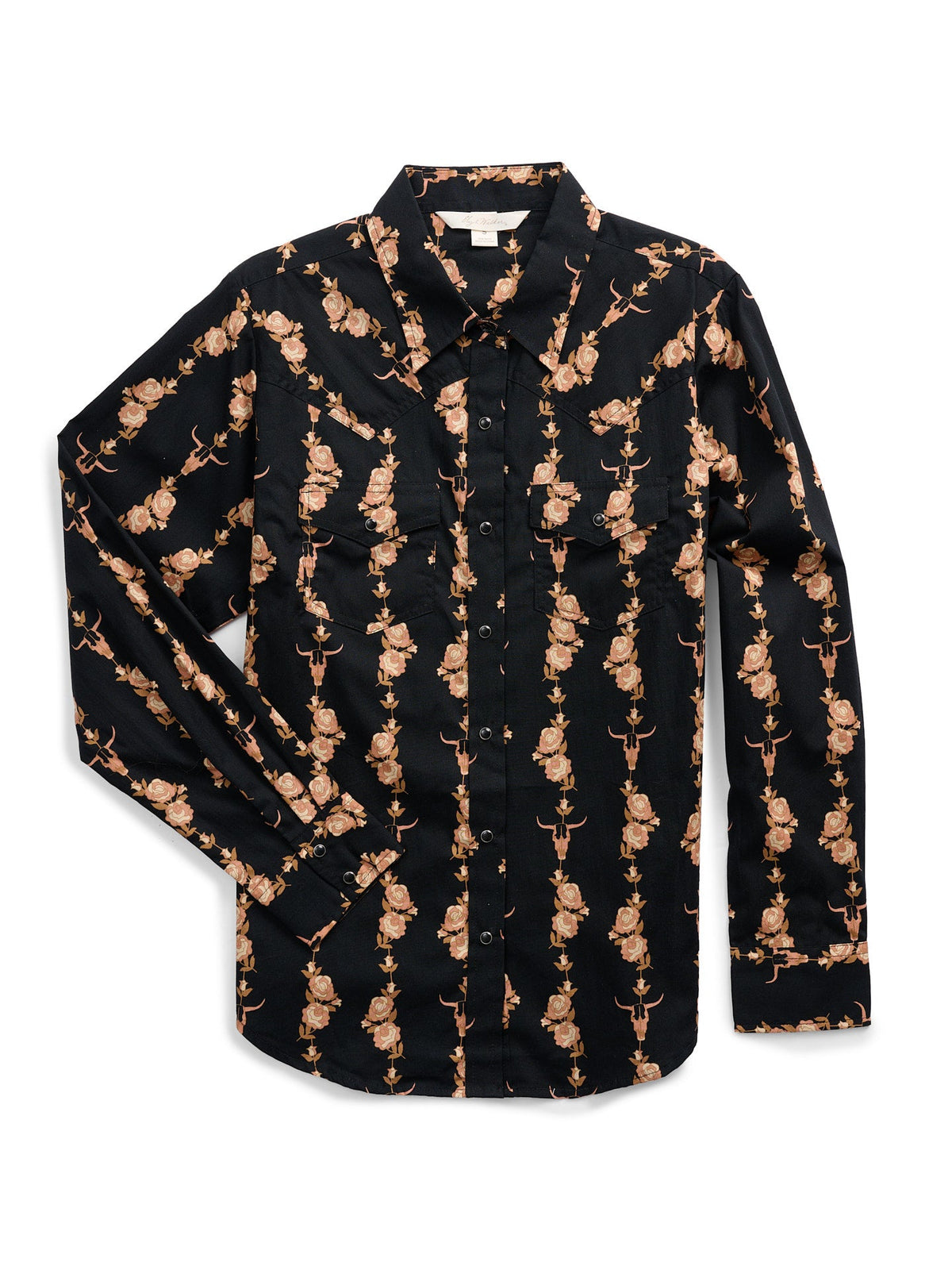 Women's Ely & Walker Black Rose Print Western Snap Shirt - Ely Cattleman - Flyclothing LLC