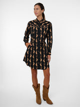 Women's Ely & Walker Black Cotton Rose Print Shirt Dress