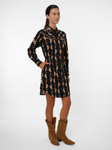 Women's Ely & Walker Black Cotton Rose Print Shirt Dress