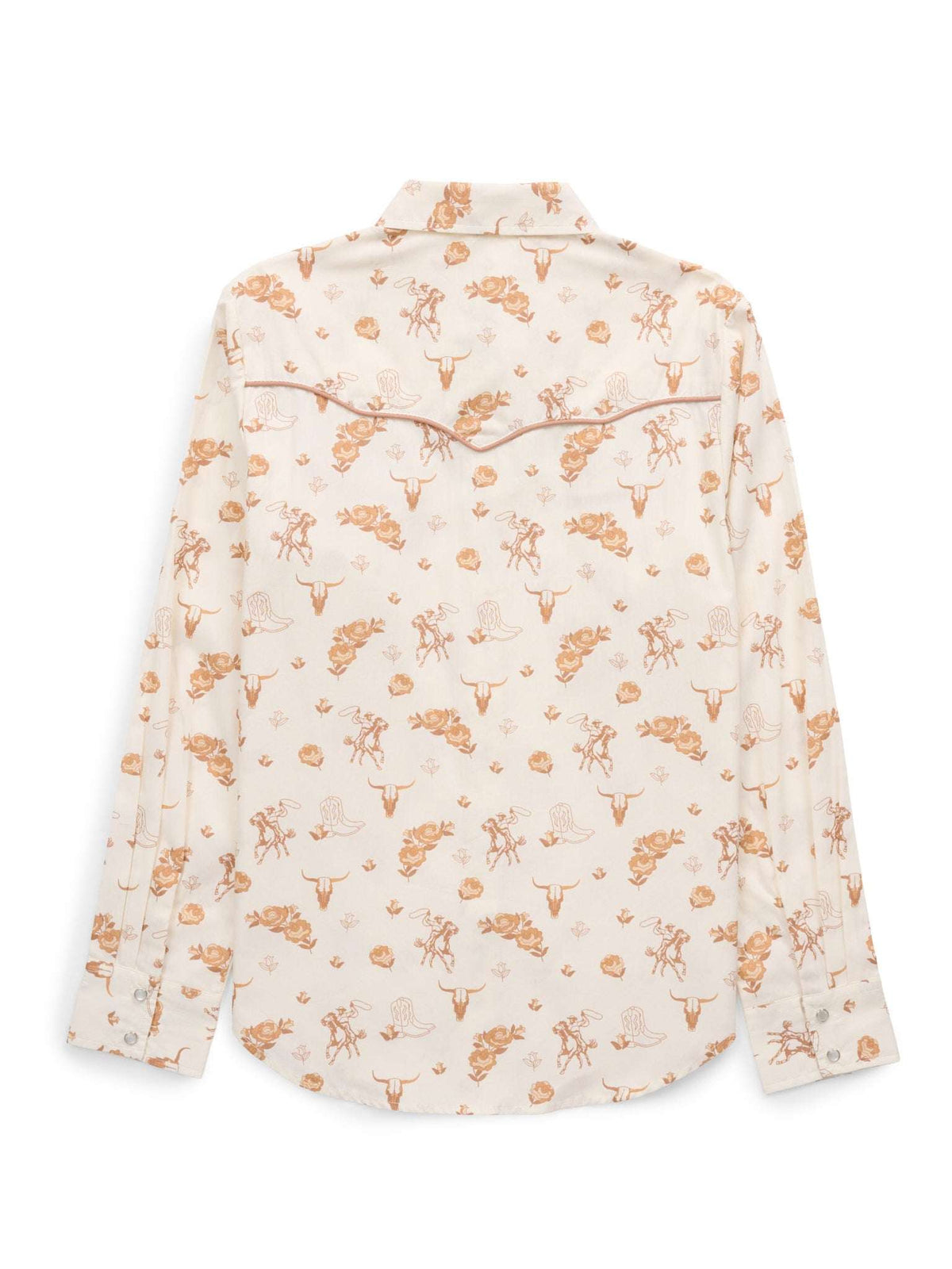 Women's Ely Walker Ecru Conversational Western Motif Print Western Snap Shirt - Ely Cattleman - Flyclothing LLC
