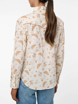 Women's Ely Walker Ecru Conversational Western Motif Print Western Snap Shirt - Ely Cattleman - Flyclothing LLC