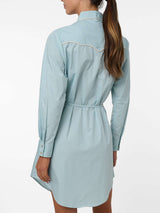Women's Ely & Walker Dusty Aqua with Caramel Rose Embroidery Shirt Dress - Ely Cattleman - Flyclothing LLC