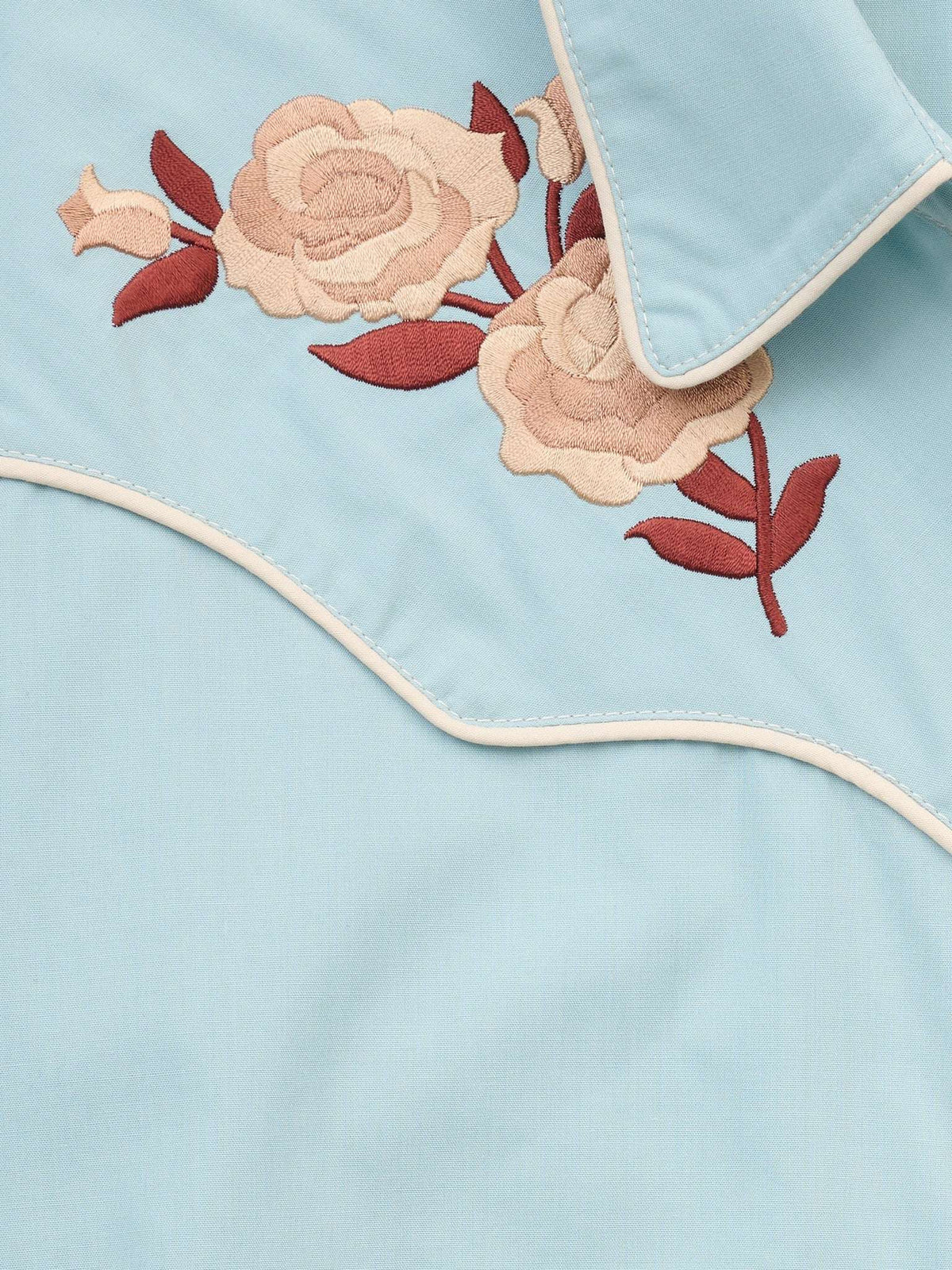 Women's Ely & Walker Dusty Aqua with Caramel Rose Embroidery Shirt Dress - Ely Cattleman - Flyclothing LLC