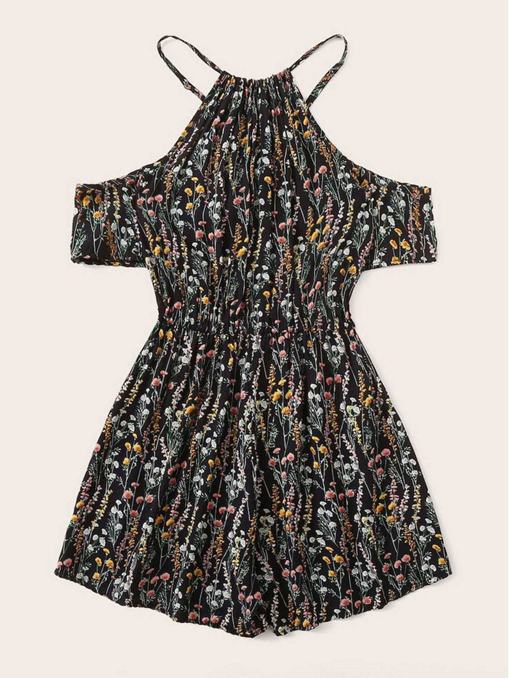 Tied Printed Short Sleeve Romper - Trendsi - Flyclothing LLC