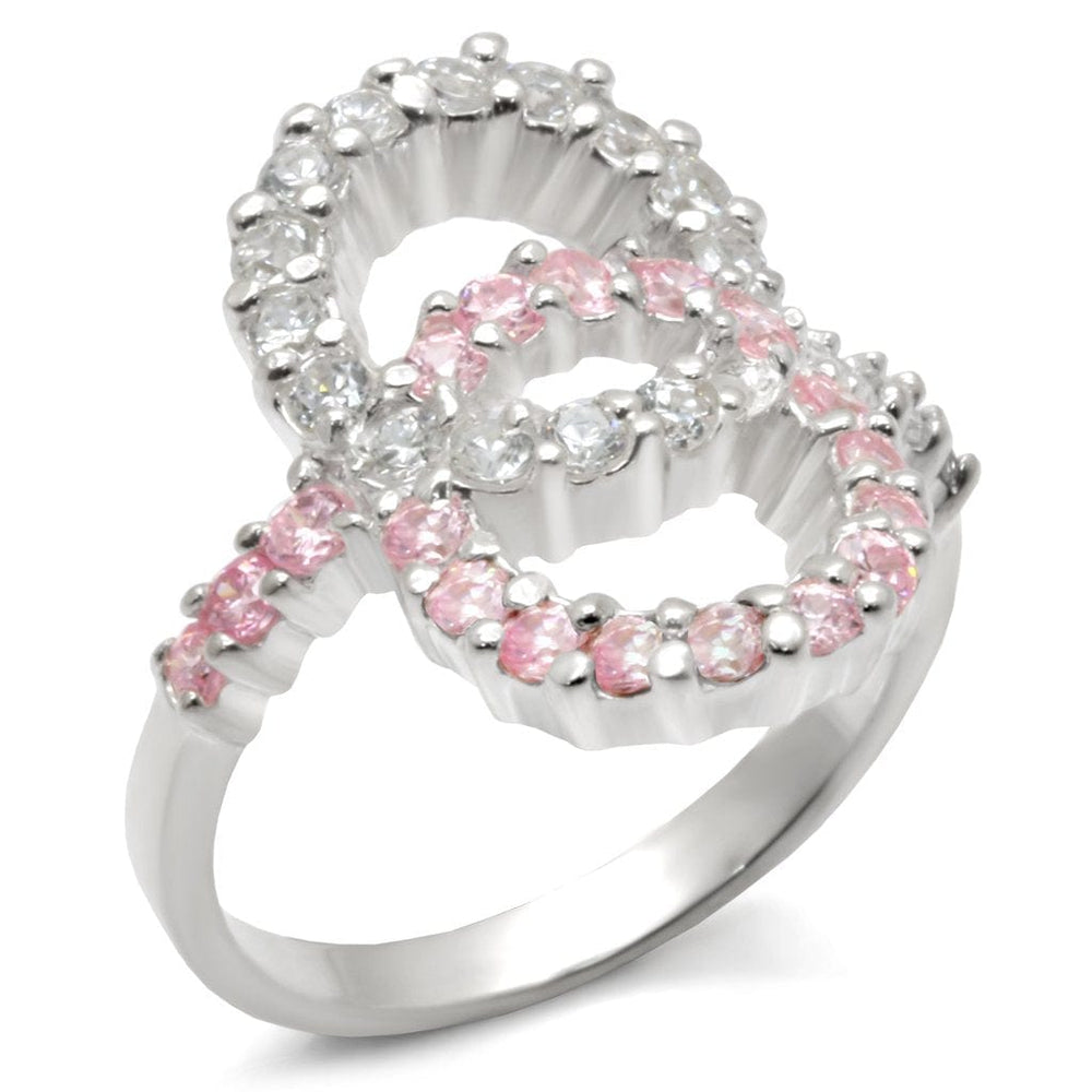 32516 - High-Polished 925 Sterling Silver Ring with AAA Grade CZ  in Rose - Alamode