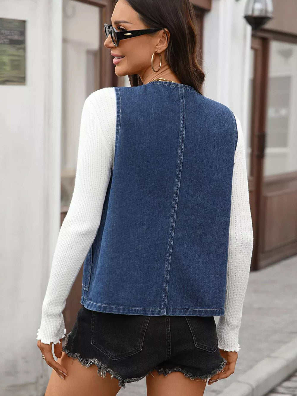 Button Up Denim Vest - Trendsi - Flyclothing LLC