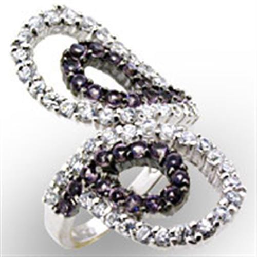 32518 - High-Polished 925 Sterling Silver Ring with AAA Grade CZ  in Amethyst - Alamode