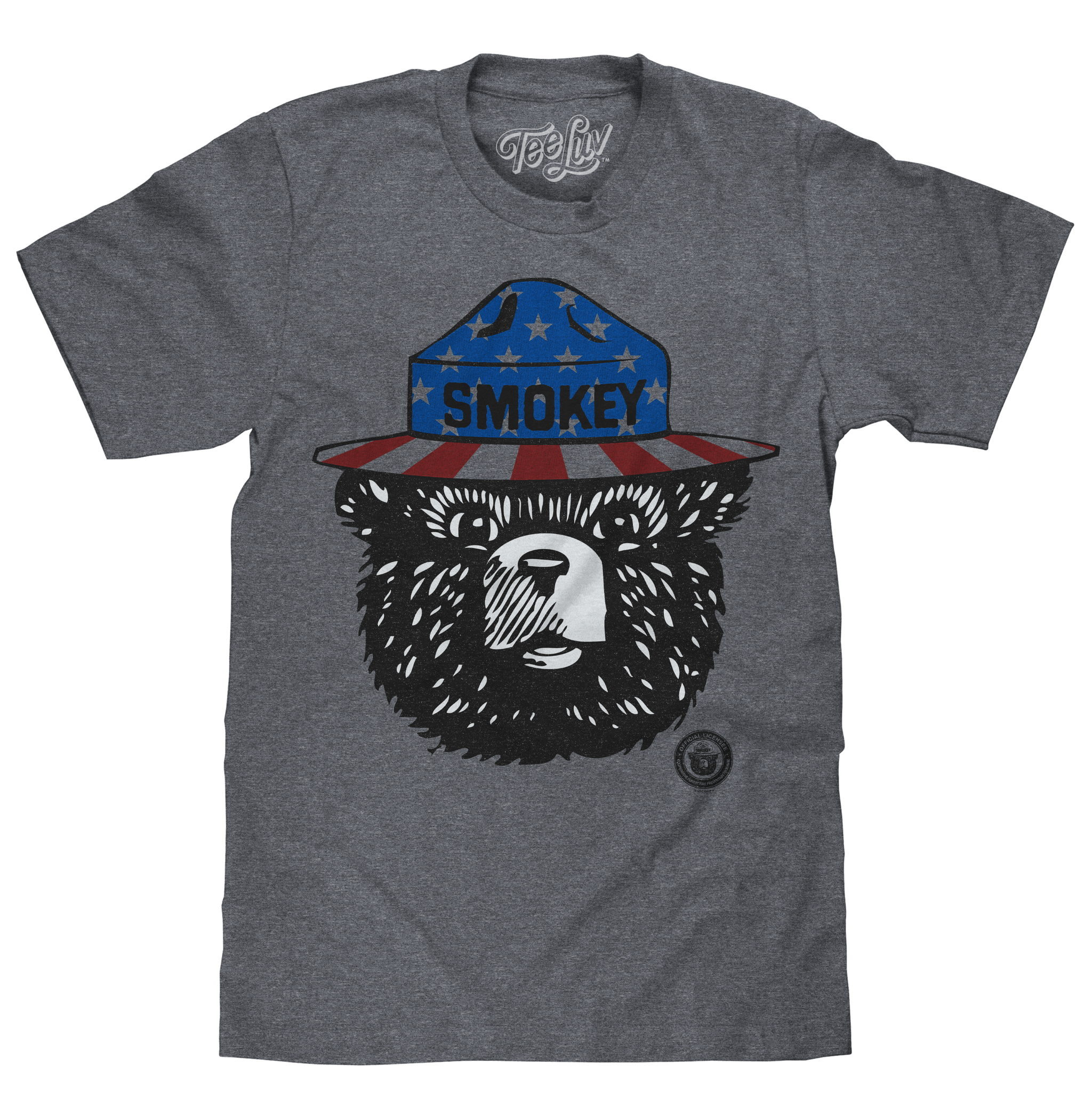 Patriotic Smokey Bear T-Shirt - Gray