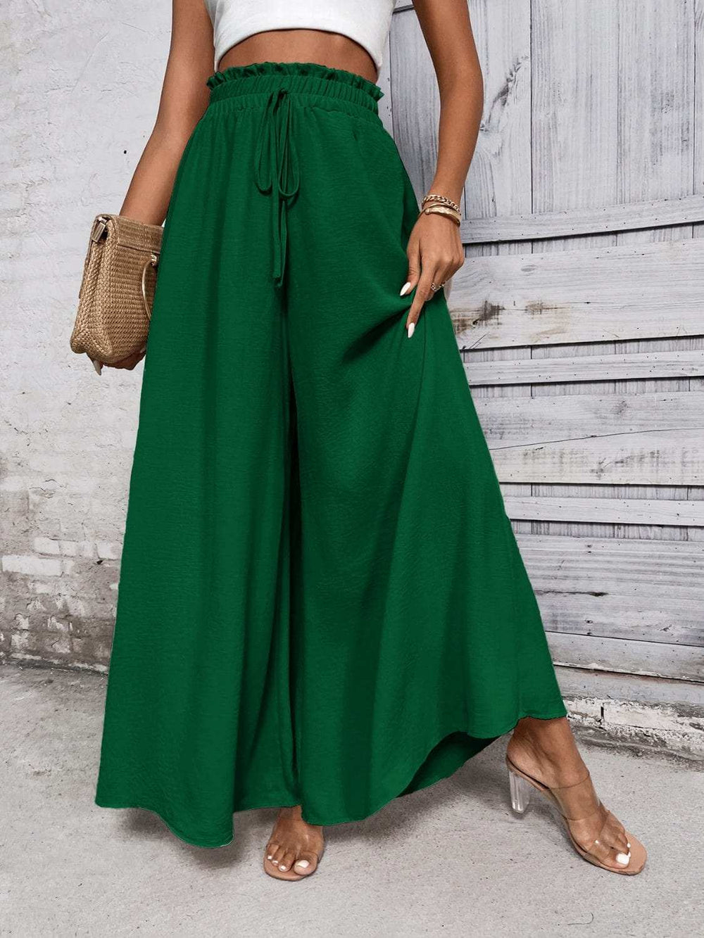 Tied High Waist Wide Leg Pants - Trendsi - Flyclothing LLC