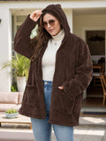 Plus Size Zip Up Long Sleeve Hooded Outerwear - Trendsi - Flyclothing LLC