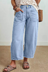 Wide Leg Cropped Jeans - Trendsi - Flyclothing LLC