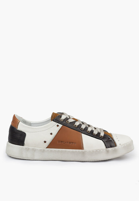 Waco Distressed Sneaker White Tan