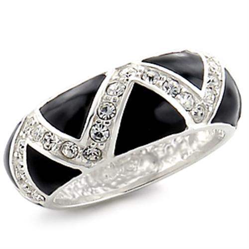 32615 - High-Polished 925 Sterling Silver Ring with Top Grade Crystal in Clear - Alamode - Flyclothing LLC