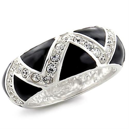 32615 - High-Polished 925 Sterling Silver Ring with Top Grade Crystal  in Clear - Alamode