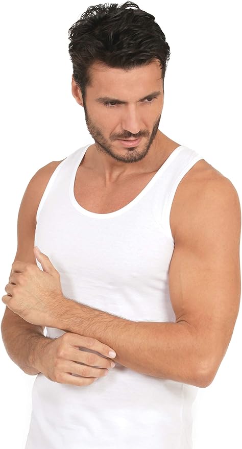 MaRe Luxury Italian Underwear 100% Mako Cotton Men's Sleeveless Shirt. Proudly Made in Italy (3261) - tittimitti - Flyclothing LLC
