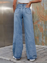 Distressed Wide Leg Jeans with Pockets - Trendsi - Flyclothing LLC