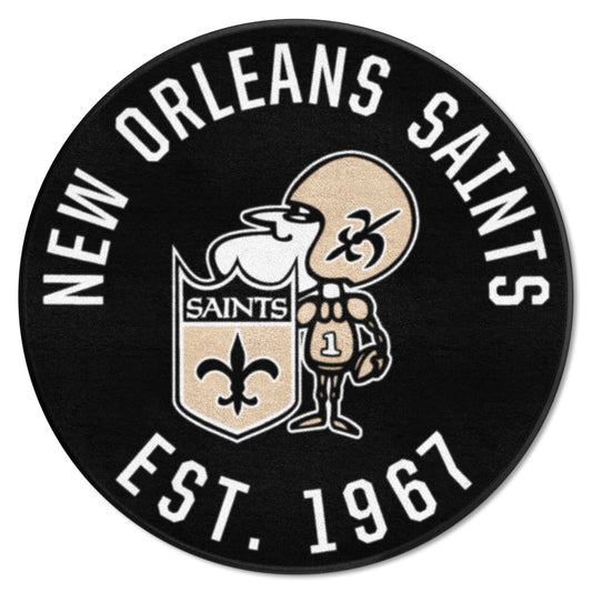 New Orleans Saints Roundel Rug - 27in. Diameter, NFL Vintage - New Orleans Saints