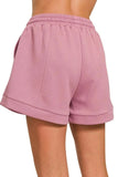 Zenana Textured Knit Jacquard Drawstring Shorts - Trendsi