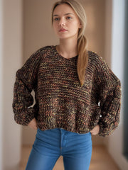 Dropped Shoulder Long Sleeve Sweater - Trendsi