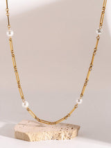 Stainless Steel Pearl Chain Necklace - Trendsi - Flyclothing LLC
