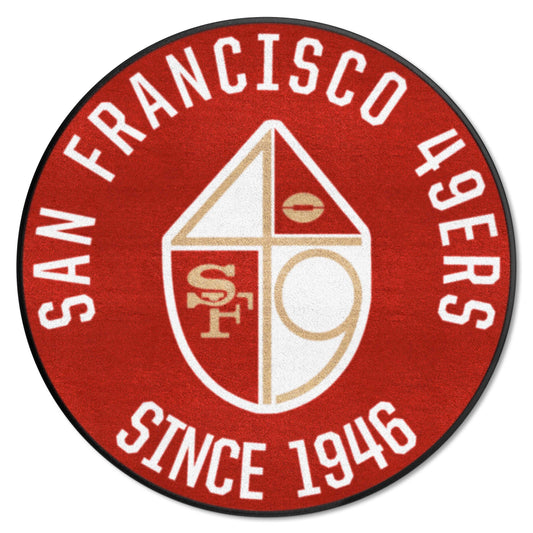 San Francisco 49ers Roundel Rug - 27in. Diameter, NFL Vintage - San Francisco 49ers