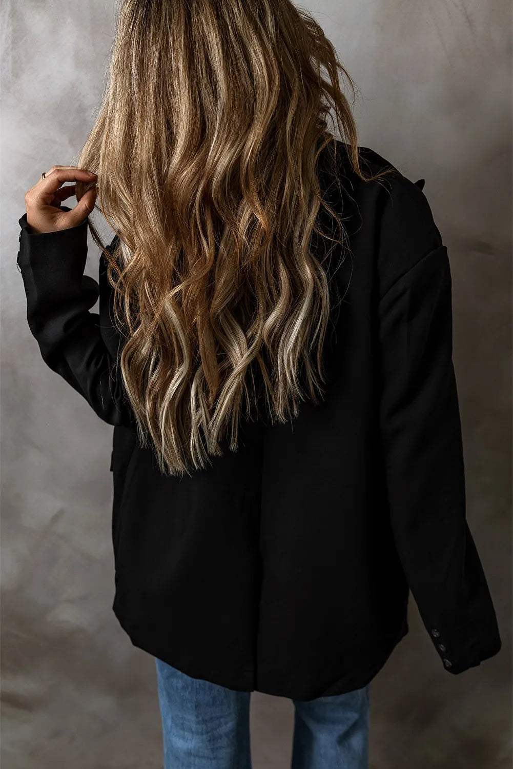 Button Up Long Sleeve Blazer - Trendsi - Flyclothing LLC