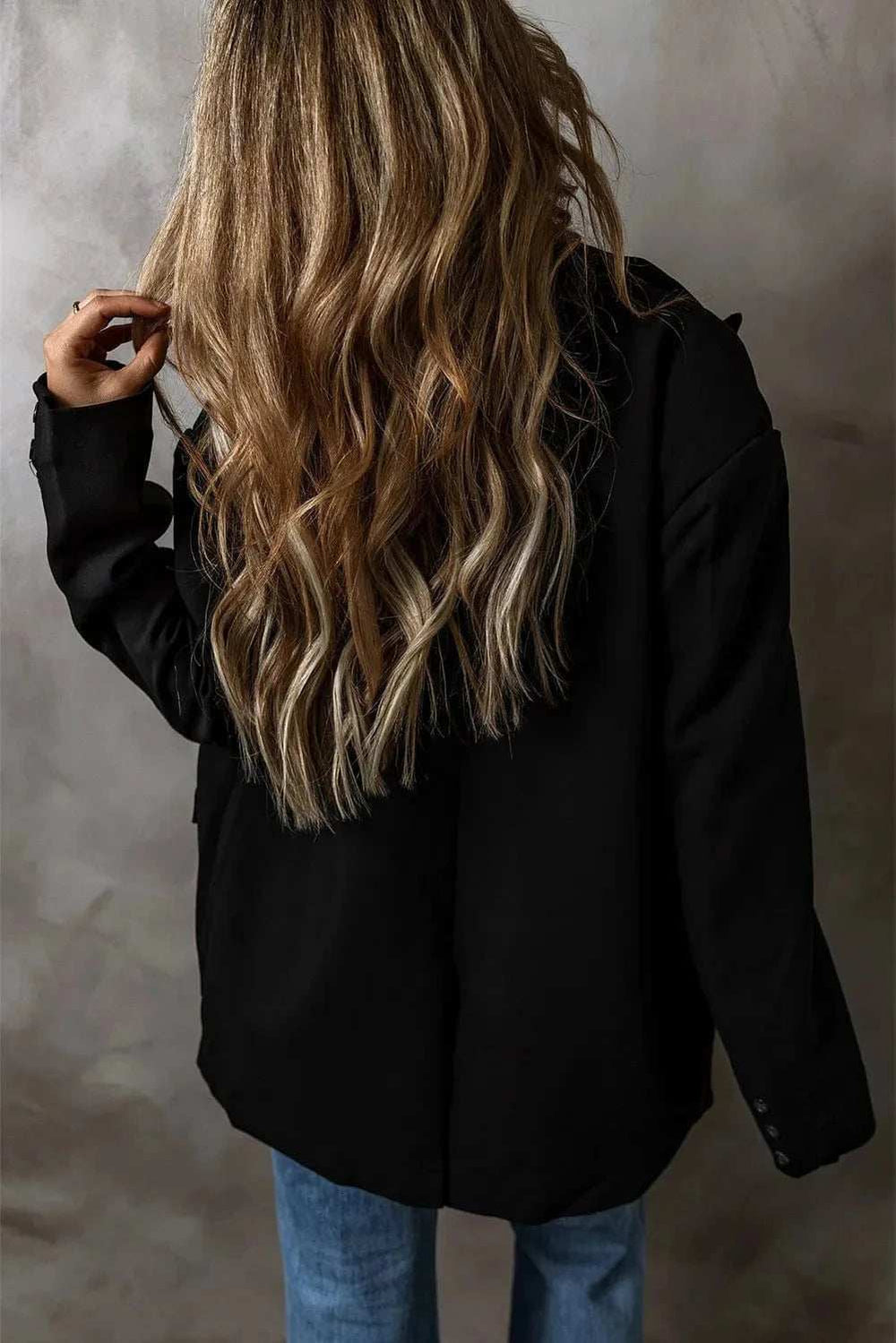 Button Up Long Sleeve Blazer - Trendsi - Flyclothing LLC