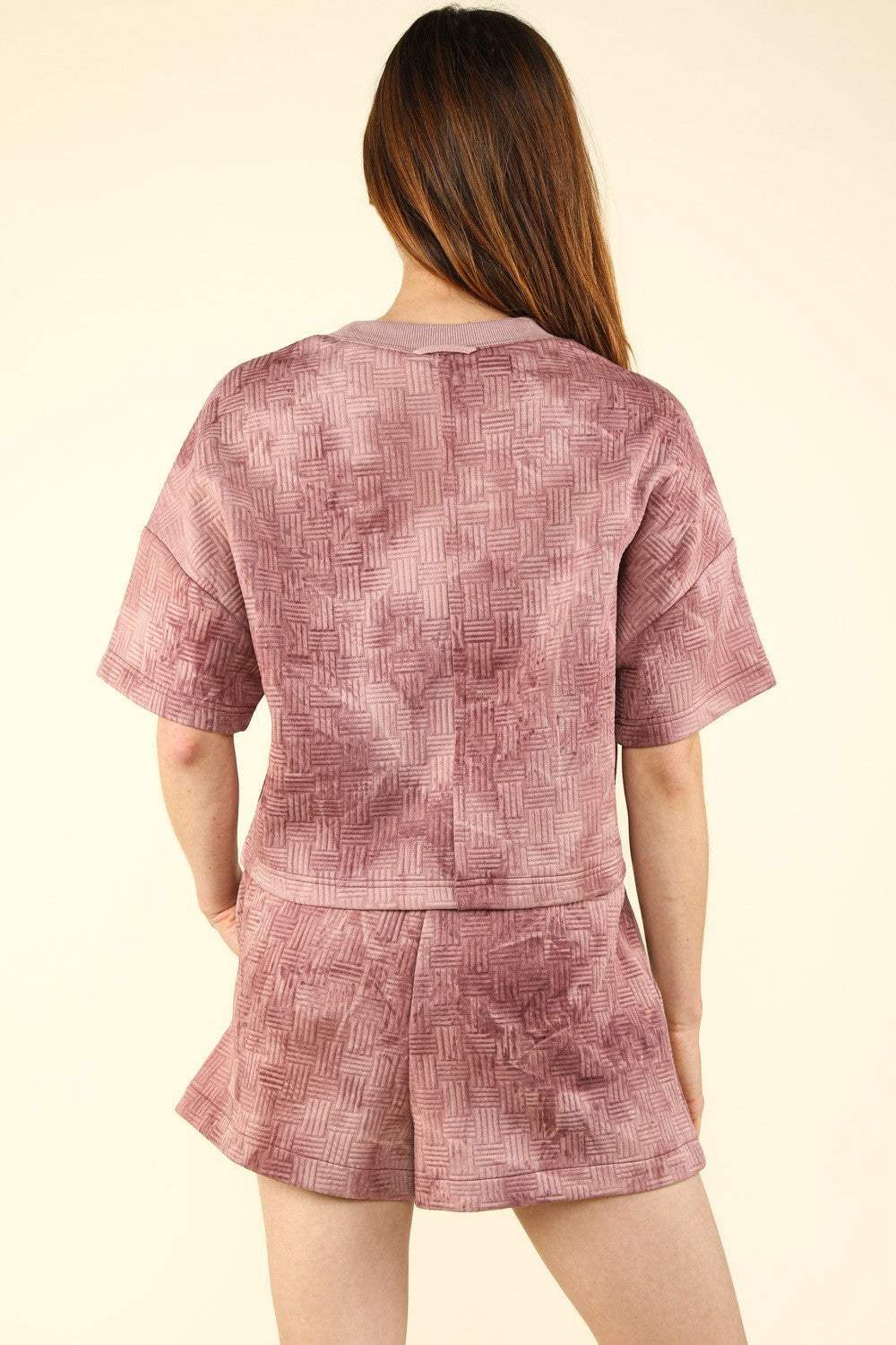 VERY J Quilted Washed Crop Top and Shorts Set - Trendsi - Flyclothing LLC