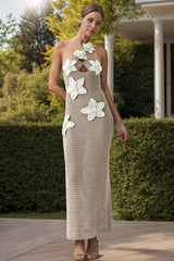 Crochet Flower Halter Neck Knit Dress - Trendsi - Flyclothing LLC