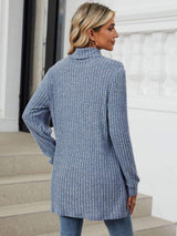 Ribbed Mock Neck Long Sleeve T-Shirt - Trendsi - Flyclothing LLC