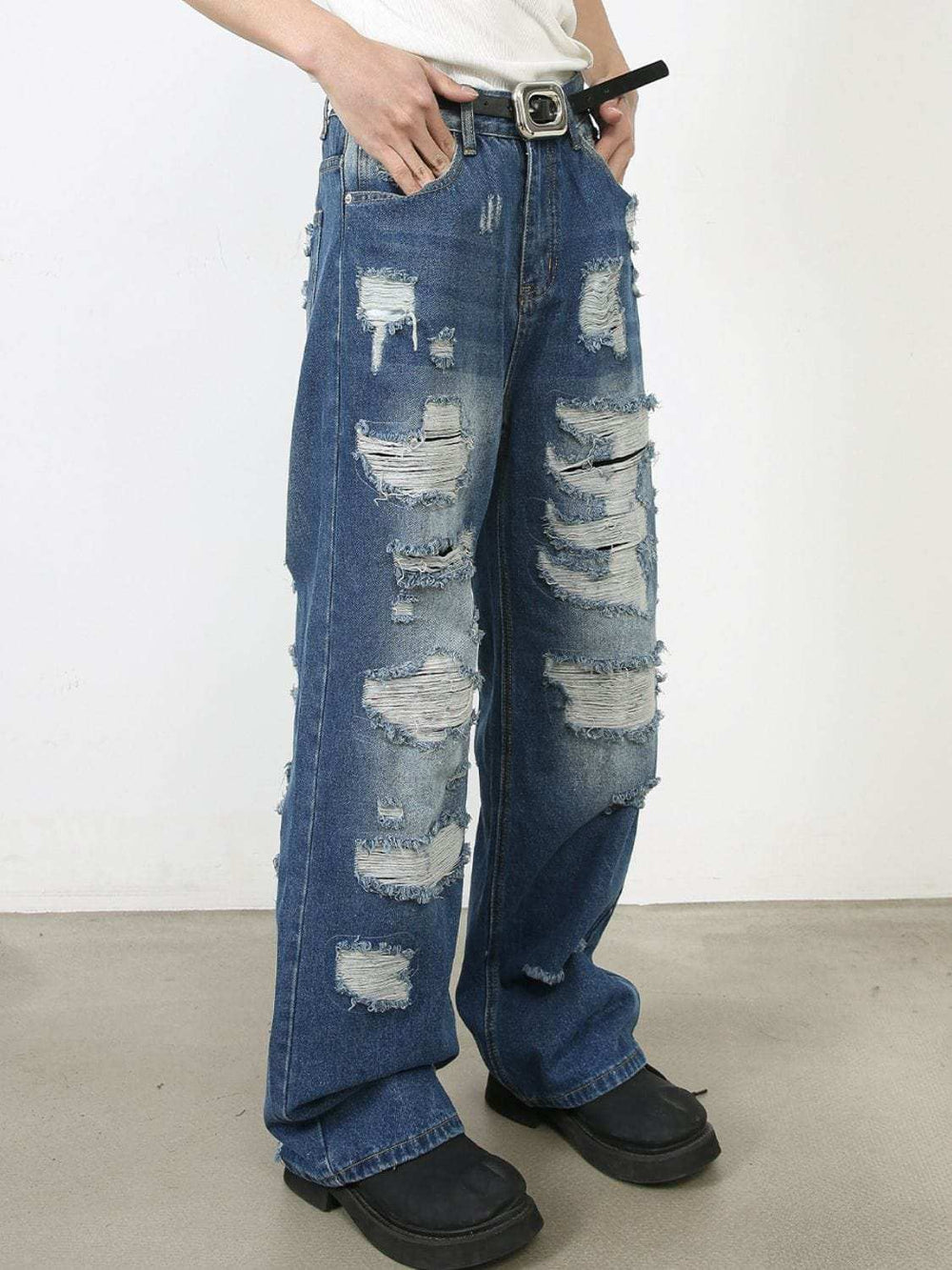 Men's Distressed Jeans with Pockets - Trendsi - Flyclothing LLC