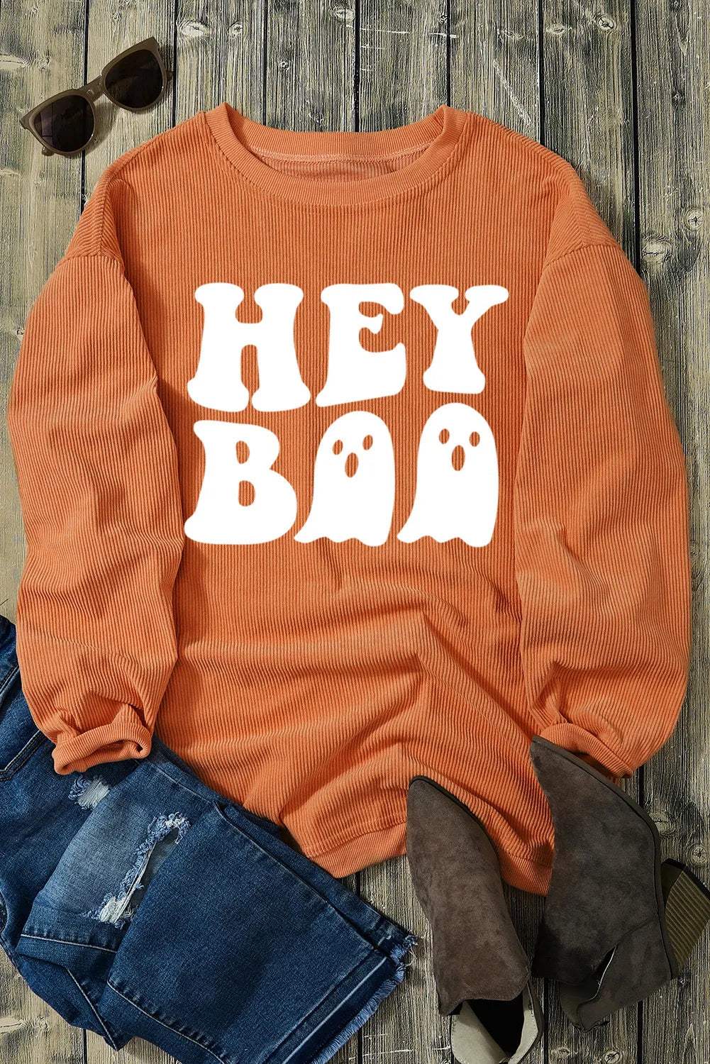 Letter Graphic Round Neck Long Sleeve Sweatshirt - Trendsi - Flyclothing LLC