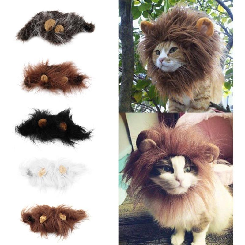Funny Pet Hat For Small Dogs Cats Hat Emulation Lion Hair Mane Ears Head Cap Scarf Pet Halloween Festival Costume - My Store - Flyclothing LLC